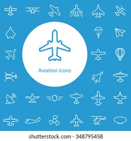 aviation outline, thin, flat, digital icon set for web and mobile
