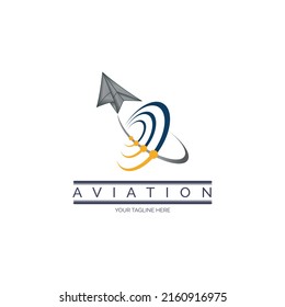 Aviation paper plane logo design template for brand or company and other