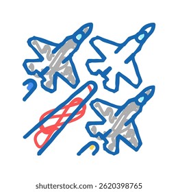 aviação desfile ícone doodle esboço vetor. sinal de parada de aviação. ilustração símbolo isolado