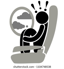 Aviation Phobia. Aerophobia. Phobia. Turbulence. Fear Of Flying. Logo, Icon, Silhouette, Sticker, Sign.