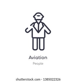 aviation pilot outline icon. isolated line vector illustration from people collection. editable thin stroke aviation icon on white background