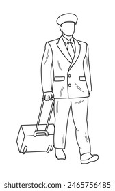 Aviation pilot silhouette sketch. Profession, work, hobby 
