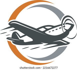 Aviation plane round logo design