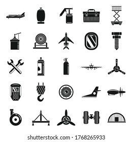 Aviation repair icons set. Simple set of aviation repair vector icons for web design on white background