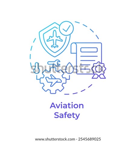 Aviation safety blue gradient concept icon. Regulatory compliance, certification. Round shape line illustration. Abstract idea. Graphic design. Easy to use in infographic, presentation