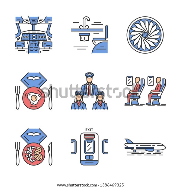 Aviation Services Color Icons Set Aircrew Stock Vector (Royalty Free ...