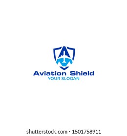 Aviation Shield Logo Design Vector