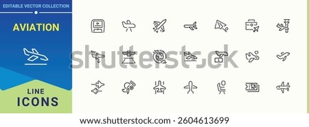 Aviation simple icon set. Contains such symbols as air, airline, landing and more. Airplane icon set. Modern vector UI icons. Art and illustration.
