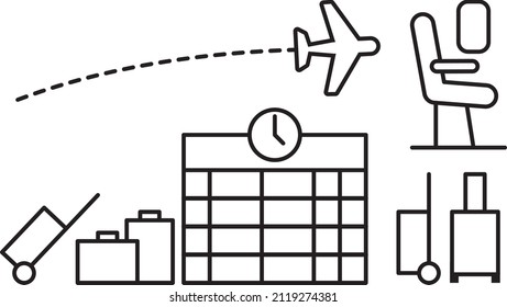 Aviation simple icons set. Airport.
