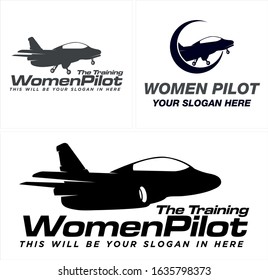 Aviation symbol vector logo design with airplane circle black suitable for entertainment the arts jets aircraft training pilot transportation