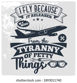 Aviation t shirt design-  Vector print design for t-shirt or apparel. airplane graphic for fashion or printing.