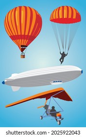 aviation themed set of various types of aircraft