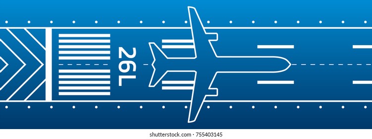 Aviation transportation illustration. Plane is on the runway. Vector design 