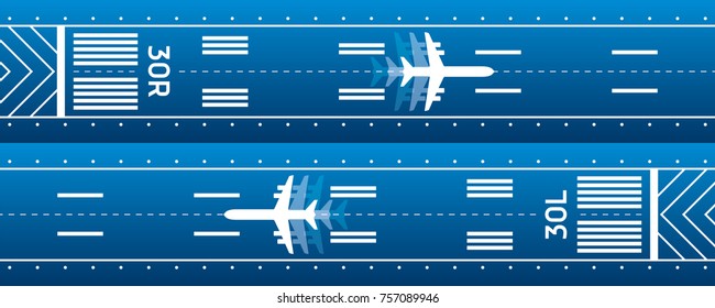 Aviation transportation illustration. Plane is on the runway. Vector design 