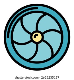 Aviation turbine icon. Outline aviation turbine vector icon color flat isolated