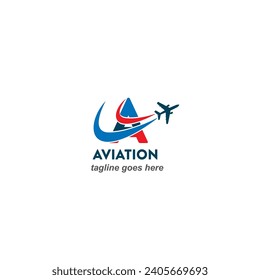 Una plantilla de diseño del logotipo del avión para aviones vectores de aviación, logotipo de la Agencia de viajes, símbolo de viajes y viajes de negocios, diseño del logotipo de los billetes de avión