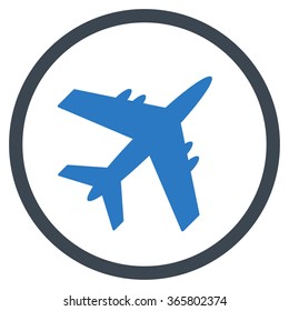 Aviation vector icon. Style is bicolor flat circled symbol, smooth blue colors, rounded angles, white background.