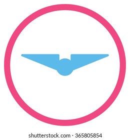 Aviation vector icon. Style is bicolor flat circled symbol, pink and blue colors, rounded angles, white background.