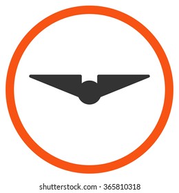 Aviation vector icon. Style is bicolor flat circled symbol, orange and gray colors, rounded angles, white background.