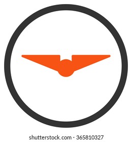Aviation vector icon. Style is bicolor flat circled symbol, orange and gray colors, rounded angles, white background.