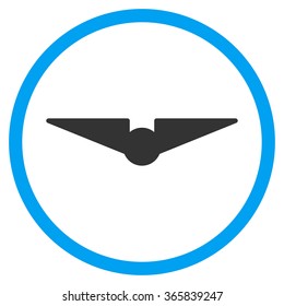 Aviation vector icon. Style is bicolor flat circled symbol, blue and gray colors, rounded angles, white background.