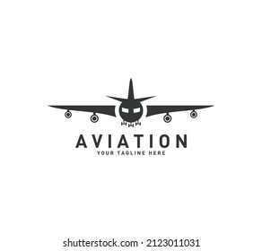 Aviation vector logo design template with flight, airplane, travel, transport, airport, airborne.