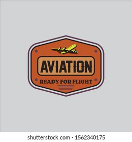 Aviation vintage logo,  vector illustration, flight, plane
