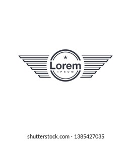 Aviation wings circle retro logo vector