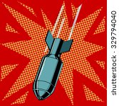 Aviationist bomb explosion. War of destruction attack the army pop art retro style