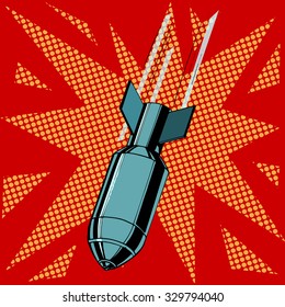 Aviationist Bomb Explosion. War Of Destruction Attack The Army Pop Art Retro Style