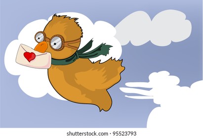 Aviator bird with love card