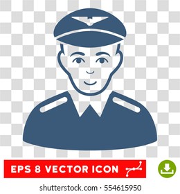 Aviator EPS vector icon. Illustration style is flat iconic blue symbol on chess transparent background.