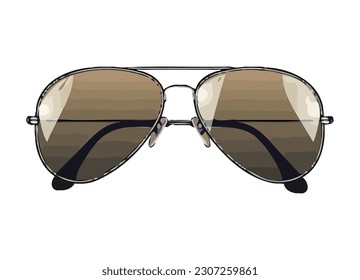 Aviator glasses cool fashion icon isolated