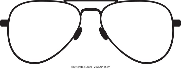 Aviator glasses frame. Stylish spectacles shape icon