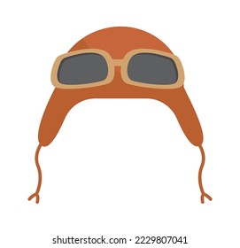 Aviador sombrero con gafas icono plano Elemento de dibujos animados