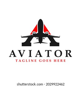 aviator illustration logo design with initial letter A