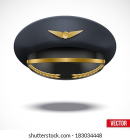 Aviator Peaked cap of the pilot. Civil aviation and air transport. Vector Illustration.