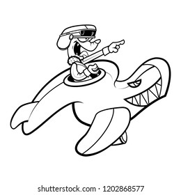 Aviator riding a Fighter to attack enemy at War Cartoon Vector