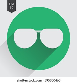 Aviator Sunglasses Flat Icon. Simple Sign Of Glasses. Vector Illustrated Symbol