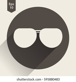 Aviator Sunglasses Flat Icon. Simple Sign Of Glasses. Vector Illustrated Symbol