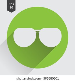 Aviator Sunglasses Flat Icon. Simple Sign Of Glasses. Vector Illustrated Symbol