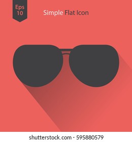 Aviator Sunglasses Flat Icon. Simple Sign Of Glasses. Vector Illustrated Symbol