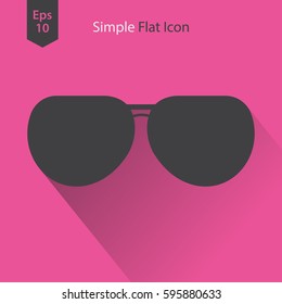 Aviator Sunglasses Flat Icon. Simple Sign Of Glasses. Vector Illustrated Symbol