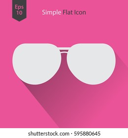 Aviator Sunglasses Flat Icon. Simple Sign Of Glasses. Vector Illustrated Symbol