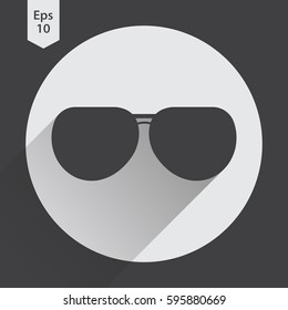 Aviator Sunglasses Flat Icon. Simple Sign Of Glasses. Vector Illustrated Symbol
