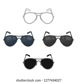 Aviator sunglasses icon in cartoon style isolated on white background. Police symbol stock vector illustration.