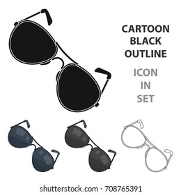 Aviator sunglasses icon in cartoon style isolated on white background. Police symbol stock vector illustration.