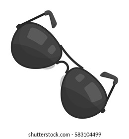 Aviator sunglasses icon in monochrome style isolated on white background. Police symbol stock vector illustration.
