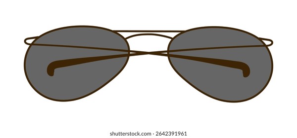 Aviator sunglasses, shades hand drawn illustration, isolated vector. Line art style design. Summer clip art, seasonal element, print. Fashion accessory, holidays, vacations, beach, pool party