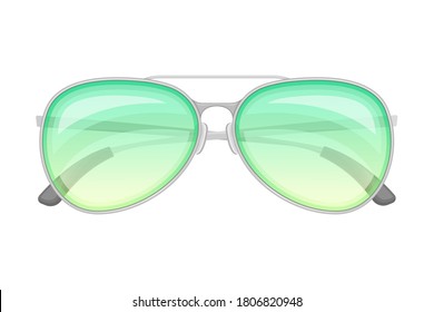 Aviator Sunglasses or Shades with Metal Frames as Protective Eyewear Vector Illustration